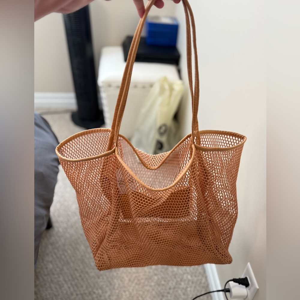 Tan Mesh Tote Bag